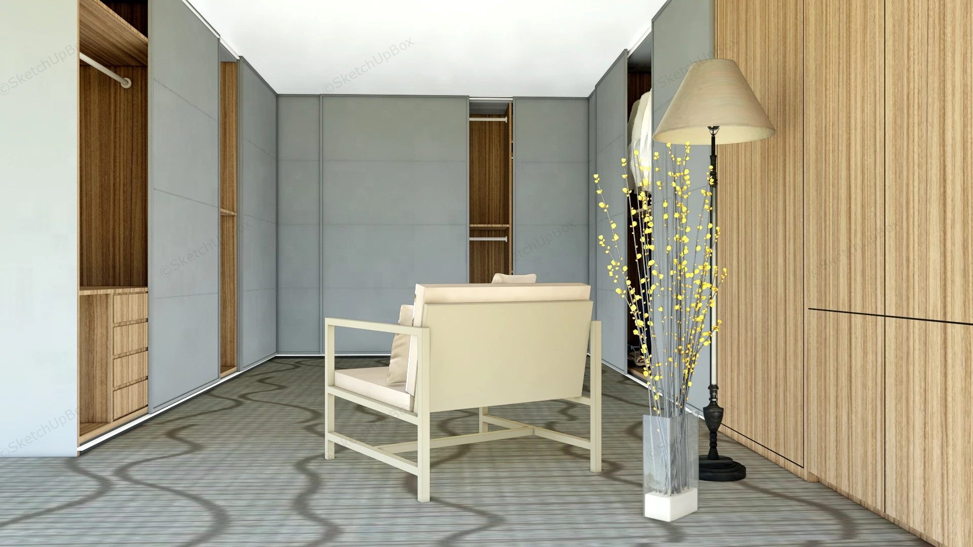 Dressing Room Wardrobe Design sketchup model preview - SketchupBox