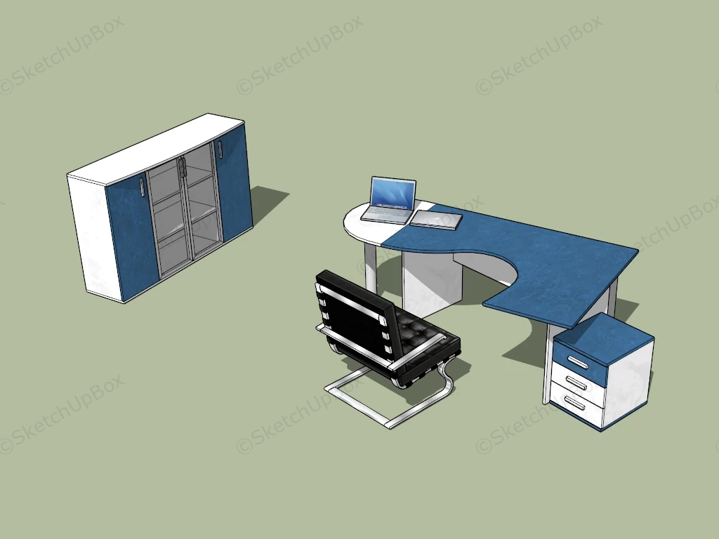 Office Desk And Filing Cabinet Set sketchup model preview - SketchupBox