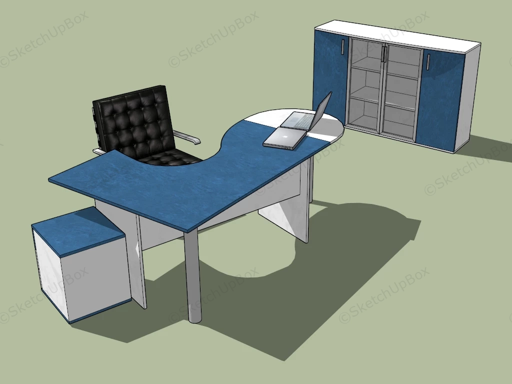 Office Desk And Filing Cabinet Set sketchup model preview - SketchupBox