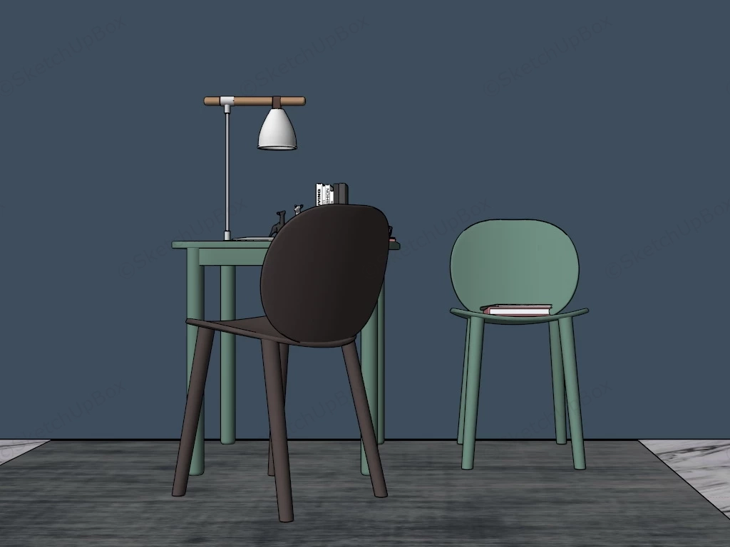 Small Home Office Desk And Chair Set sketchup model preview - SketchupBox