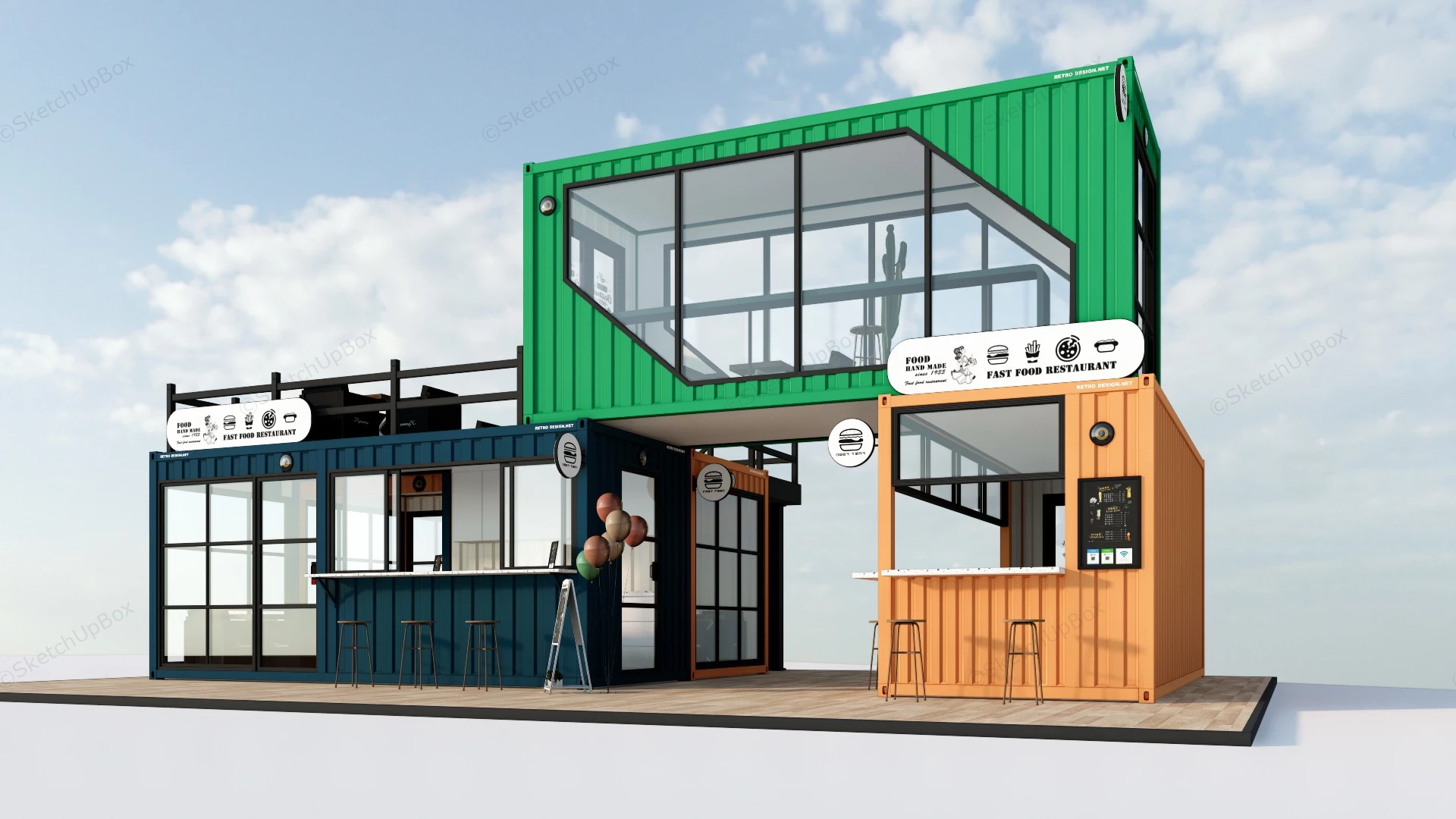 Fast Food Shipping Container sketchup model preview - SketchupBox