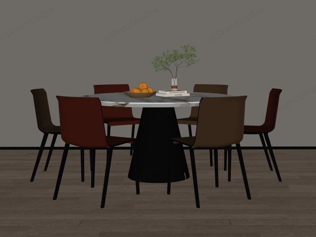 Round Dining Table For 6 sketchup model preview - SketchupBox