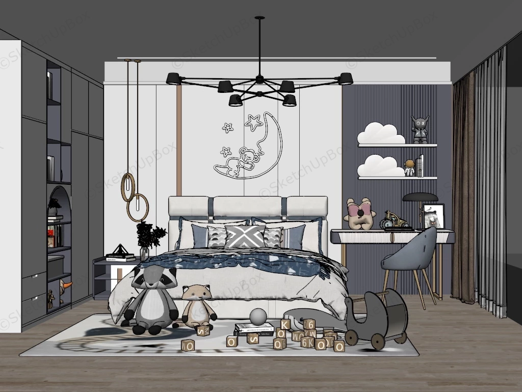 Modern Boys Room Ideas sketchup model preview - SketchupBox