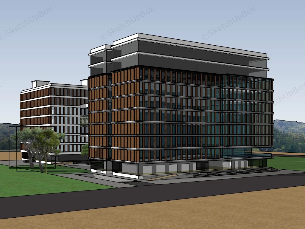 Twin Office Building sketchup model preview - SketchupBox