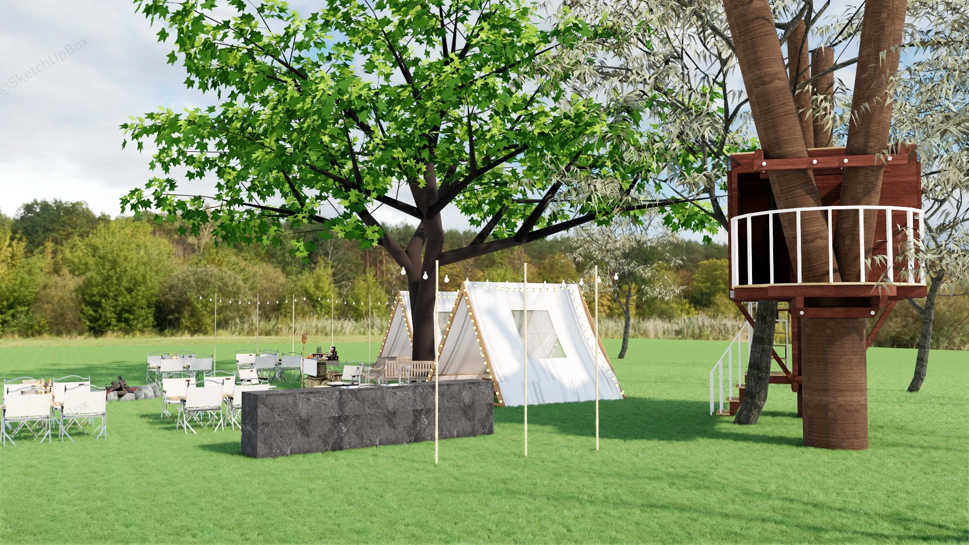 Group Campsite Design sketchup model preview - SketchupBox