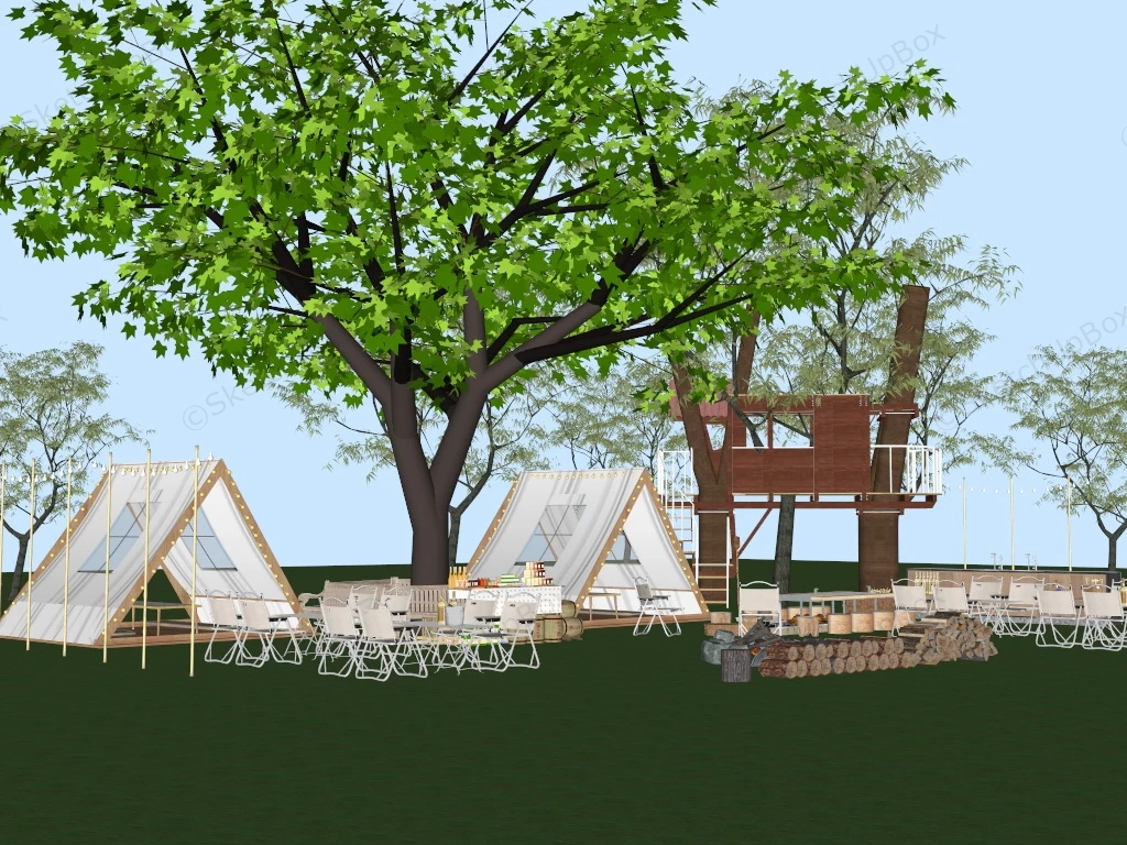 Group Campsite Design sketchup model preview - SketchupBox