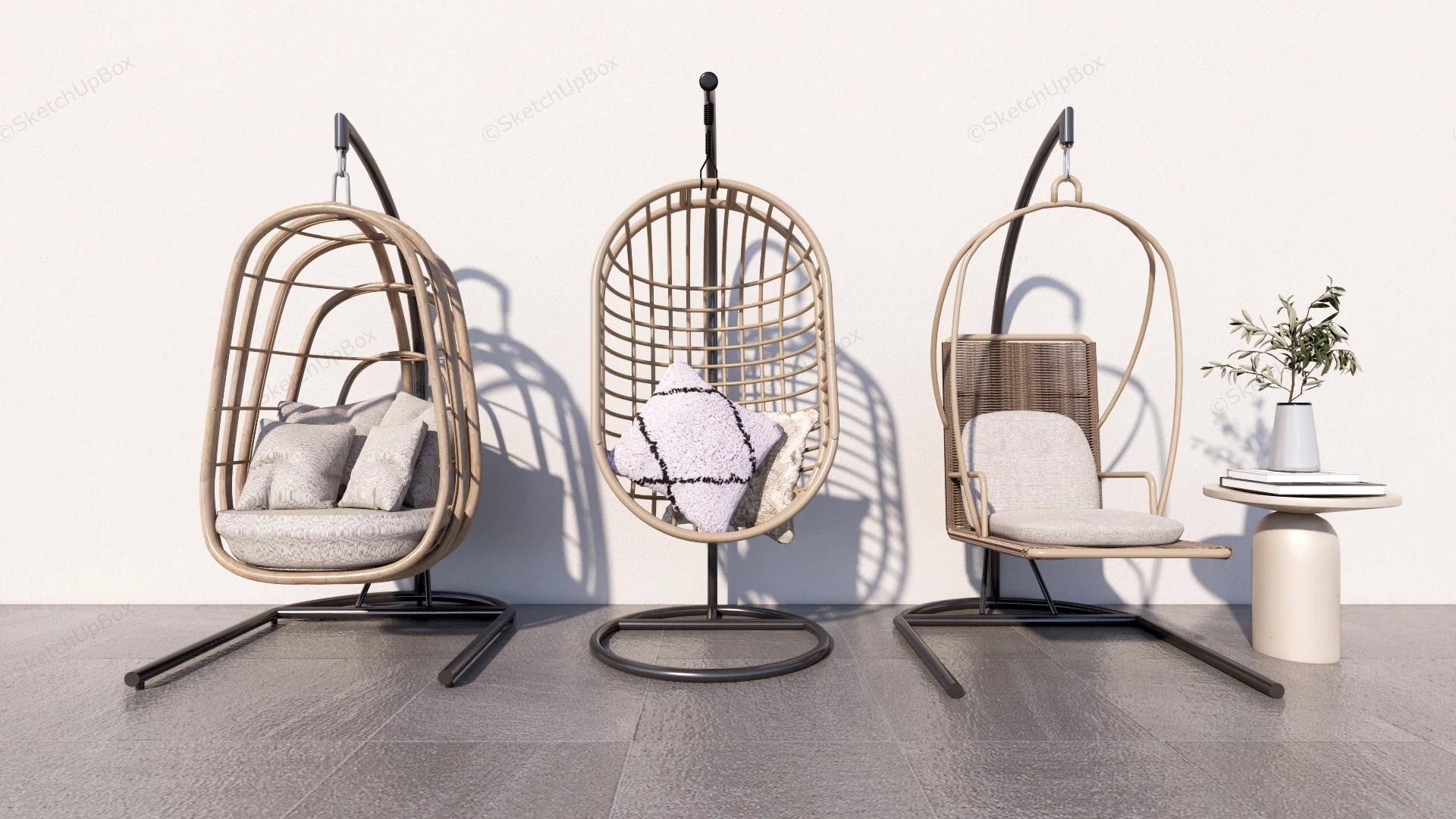 Hanging Wicker Chairs sketchup model preview - SketchupBox