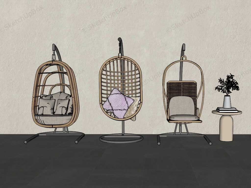 Hanging Wicker Chairs sketchup model preview - SketchupBox