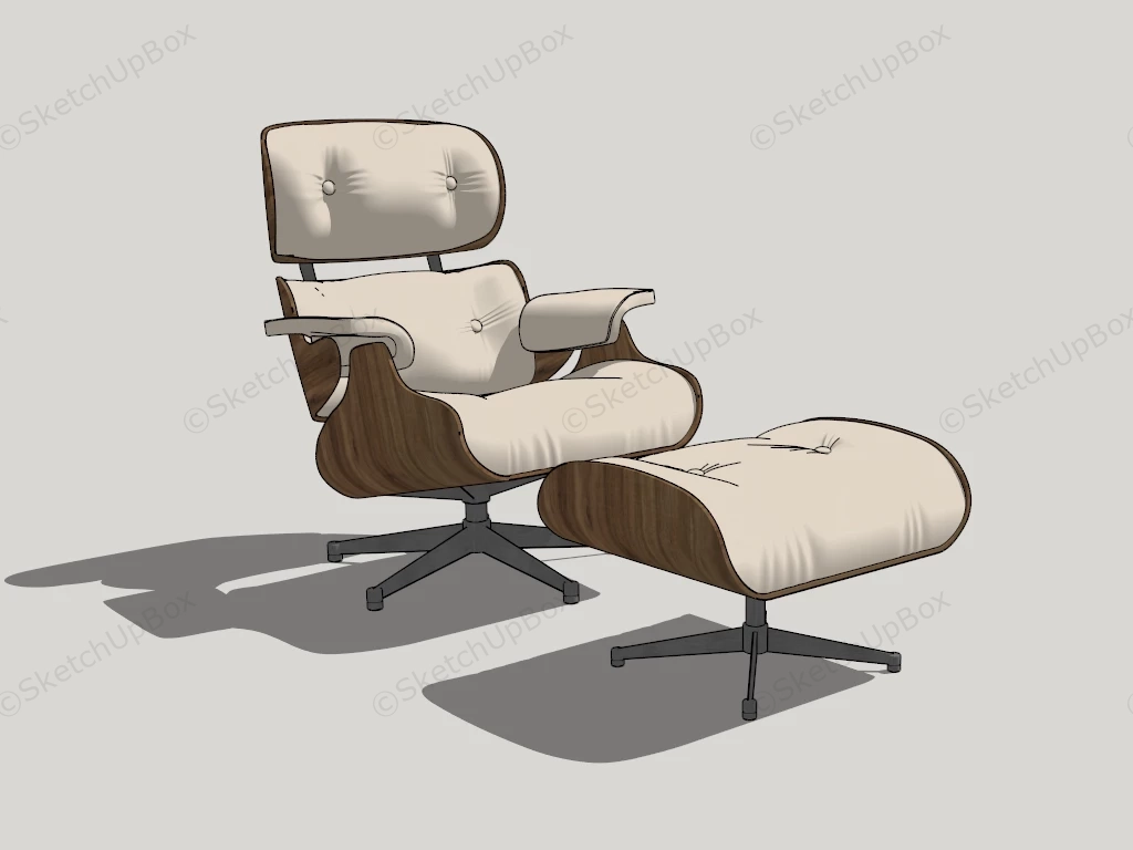 Lounge Chair With Ottoman sketchup model preview - SketchupBox