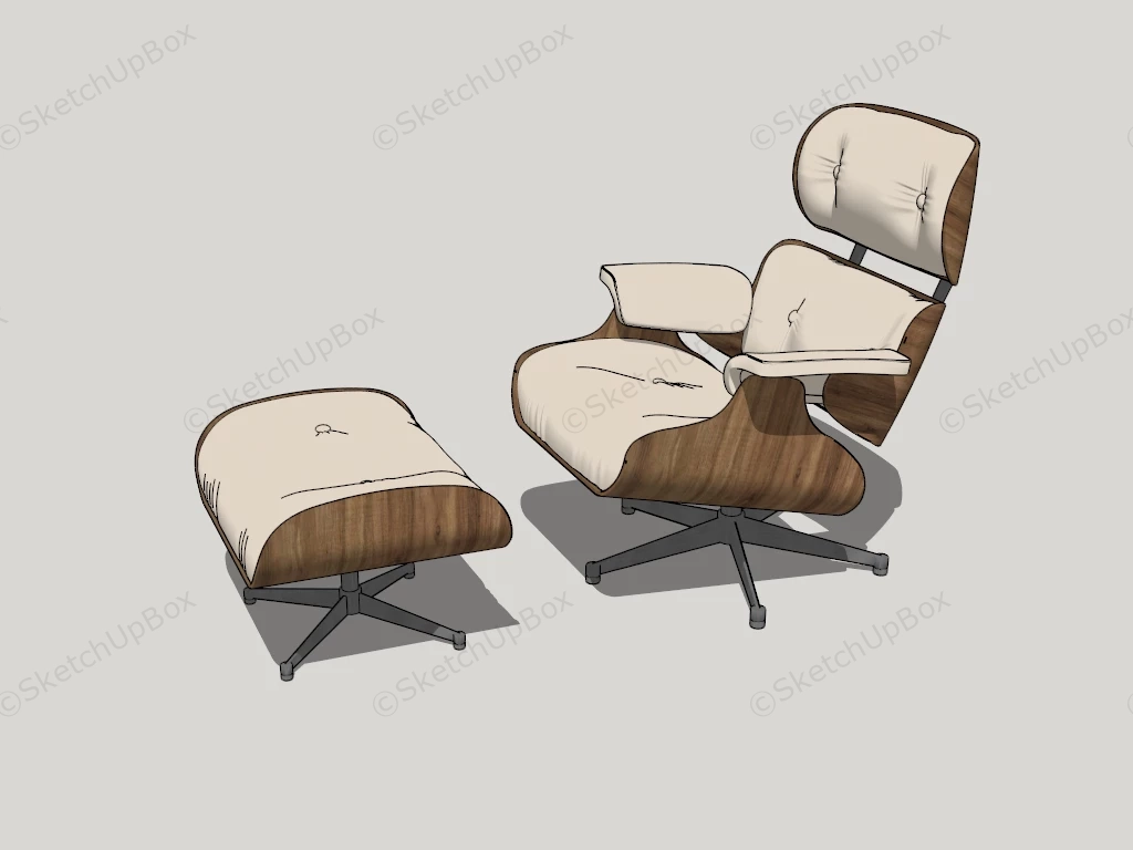 Lounge Chair With Ottoman sketchup model preview - SketchupBox