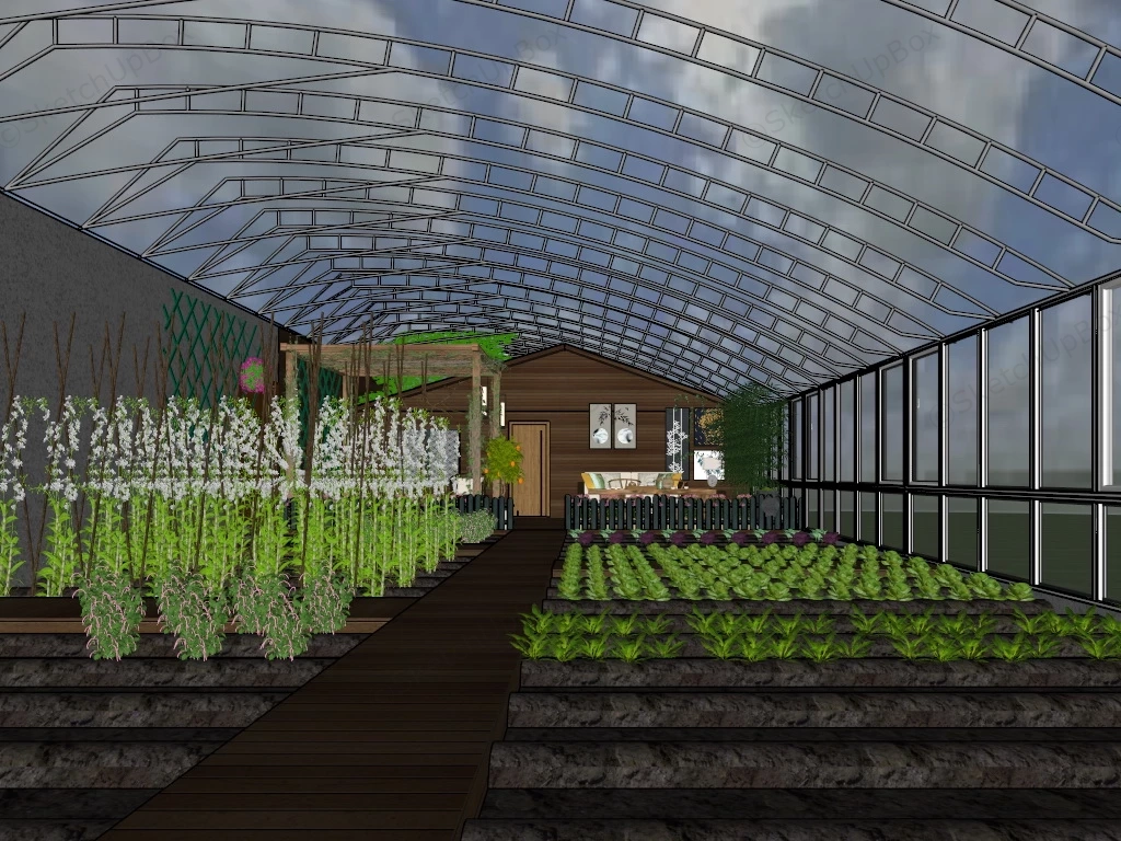 Greenhouse Vegetable Garden sketchup model preview - SketchupBox