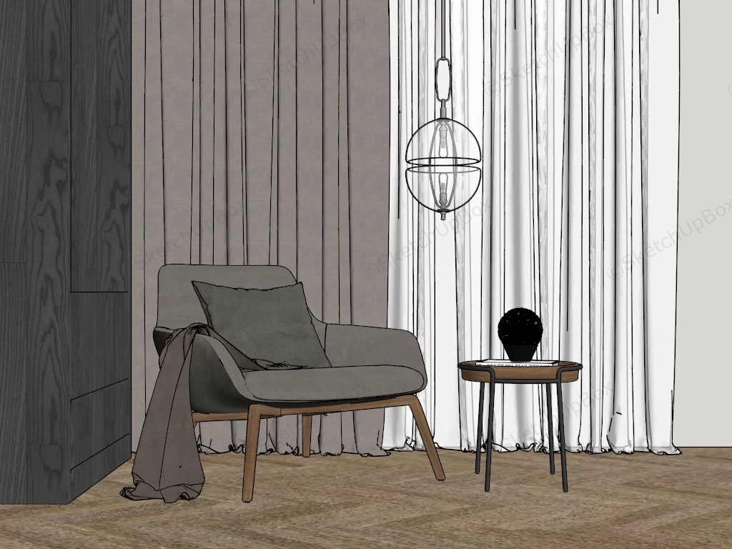 Modern Armchair And Table Set sketchup model preview - SketchupBox