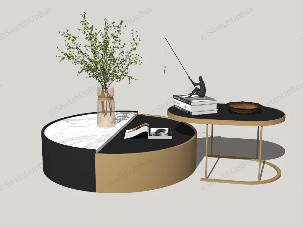 Mid Century Modern Nesting Coffee Table sketchup model preview - SketchupBox