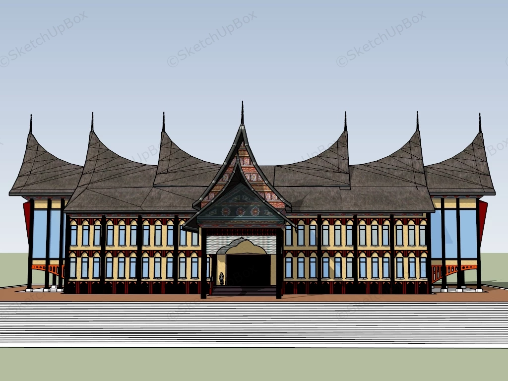 Thai Traditional Style Hotel sketchup model preview - SketchupBox