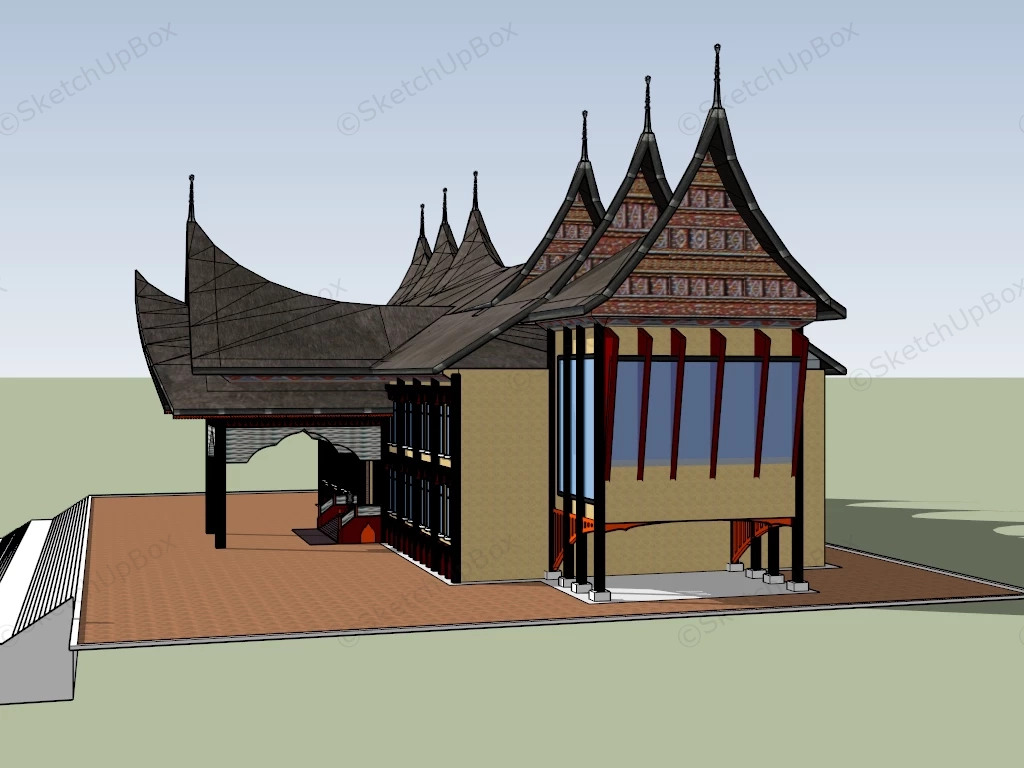 Thai Traditional Style Hotel sketchup model preview - SketchupBox