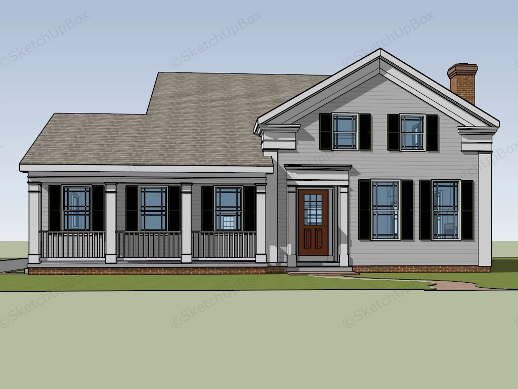 Suburban House Exterior sketchup model preview - SketchupBox