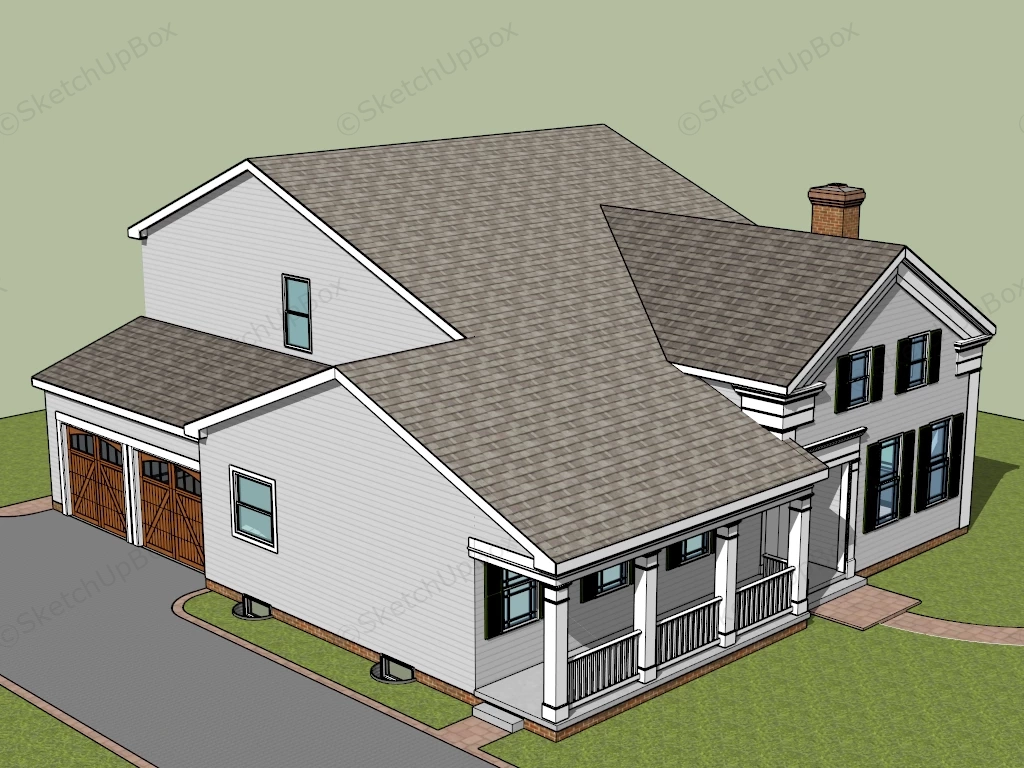 Suburban House Exterior sketchup model preview - SketchupBox