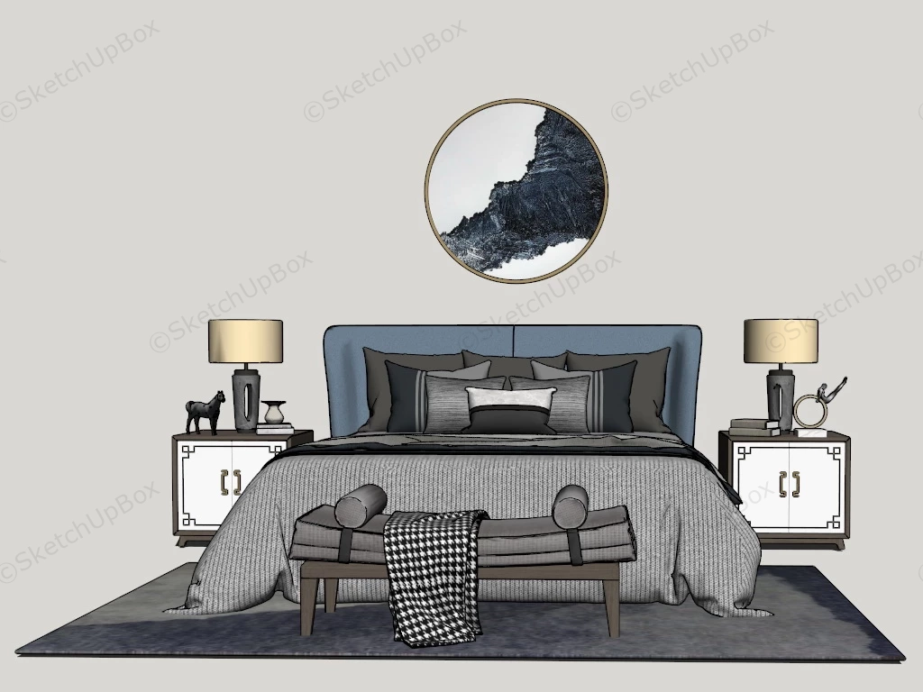 Chinese Style Bedroom Set sketchup model preview - SketchupBox