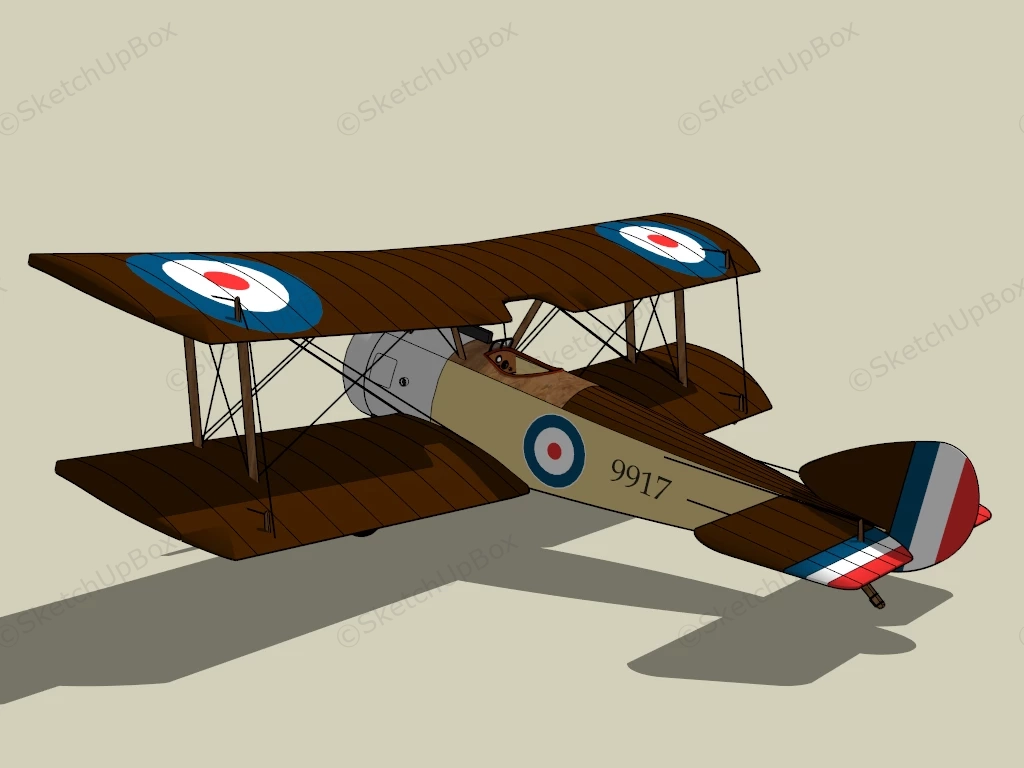 Sopwith Pup Biplane Fighter sketchup model preview - SketchupBox