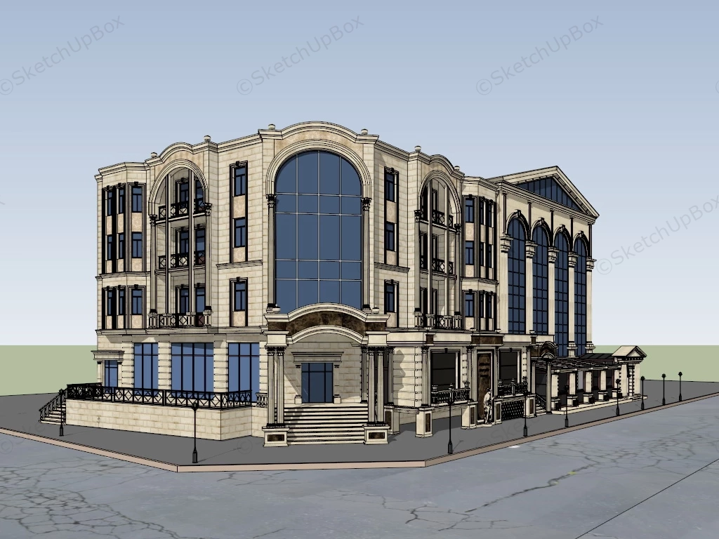 Old Corner Apartment Building sketchup model preview - SketchupBox