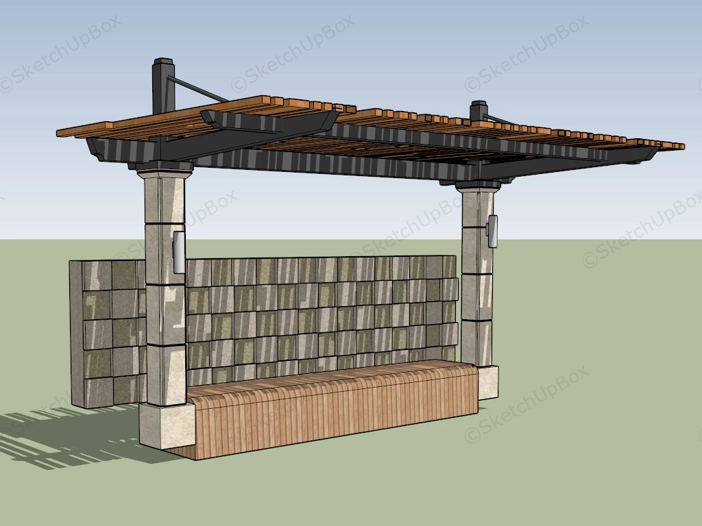 Park Bench With Canopy sketchup model preview - SketchupBox