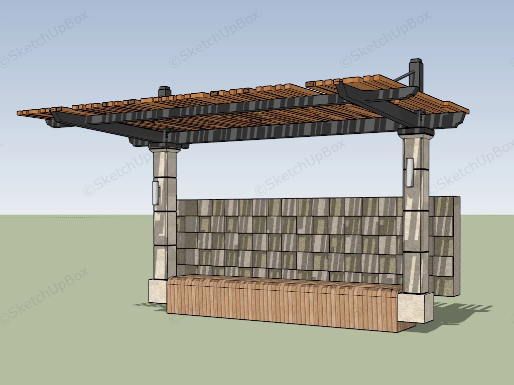 Park Bench With Canopy sketchup model preview - SketchupBox