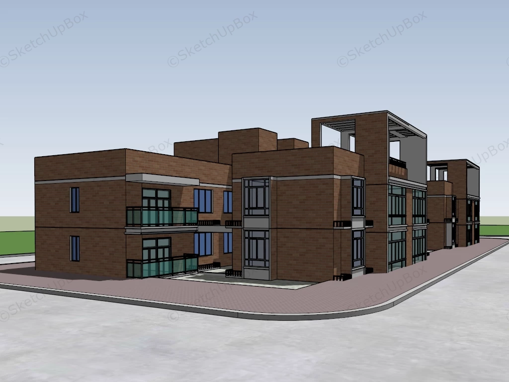 Modern Dormitory Exterior Design sketchup model preview - SketchupBox