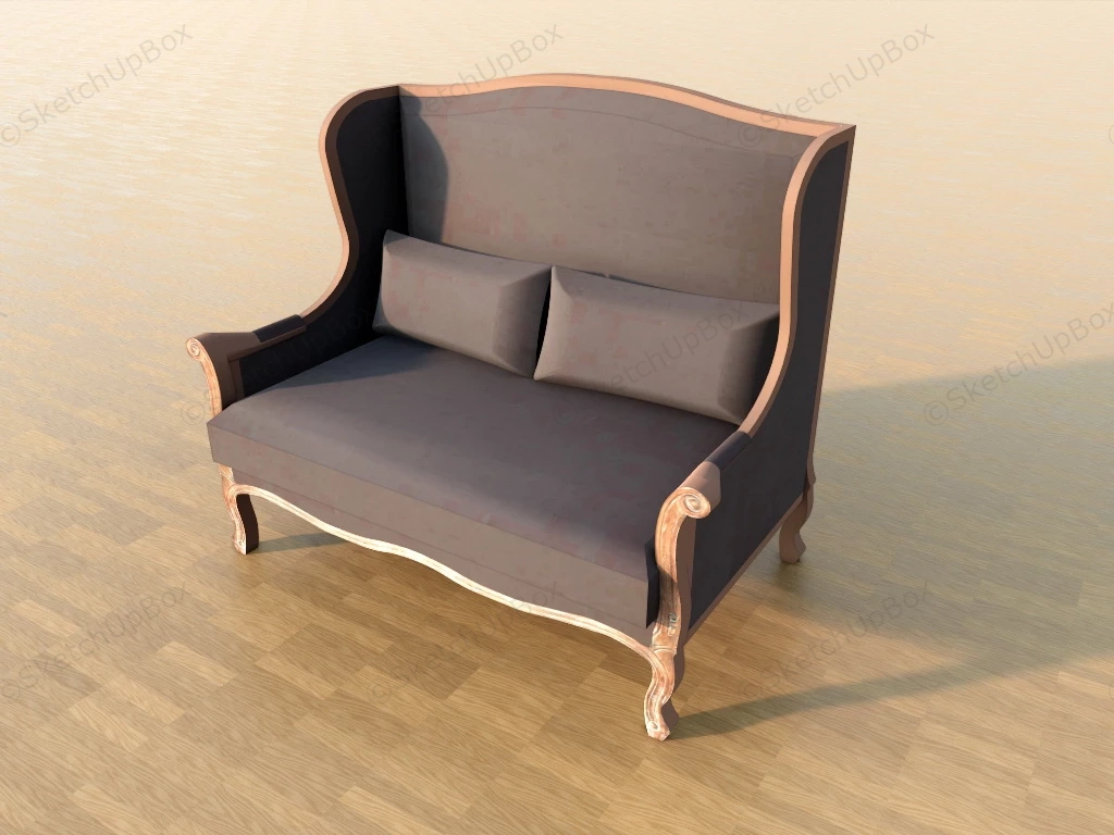 High Back Loveseat Settee sketchup model preview - SketchupBox