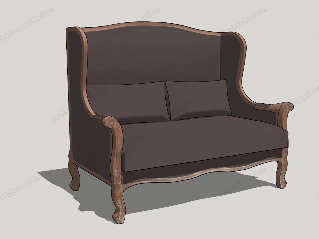 High Back Loveseat Settee sketchup model preview - SketchupBox