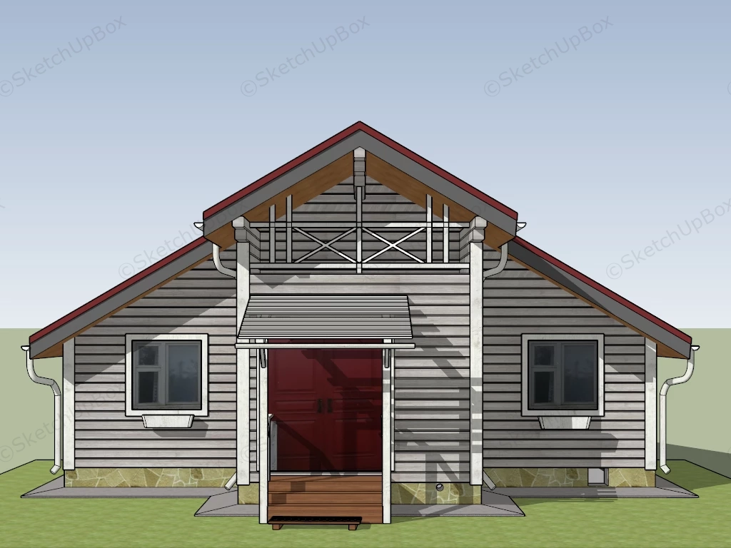 Small Wood Cottage House sketchup model preview - SketchupBox