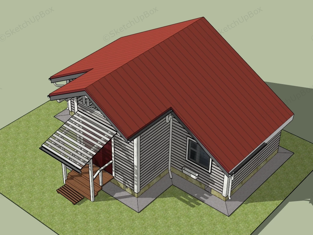 Small Wood Cottage House sketchup model preview - SketchupBox