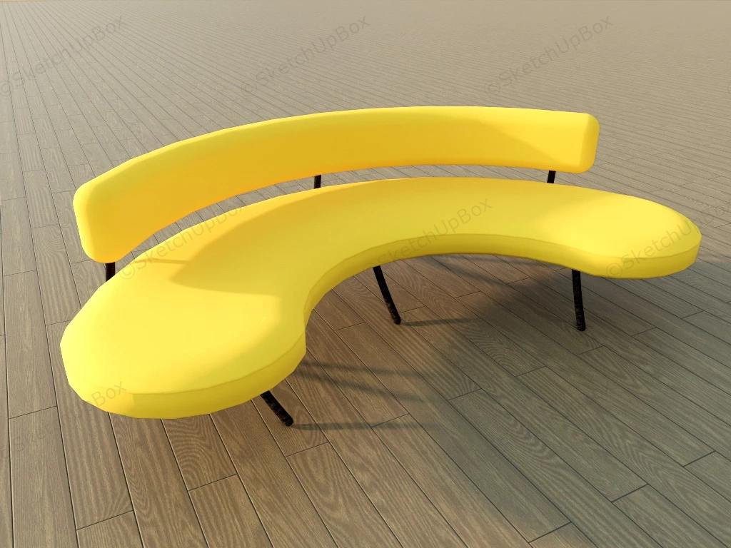 Yellow Curved Sofa sketchup model preview - SketchupBox