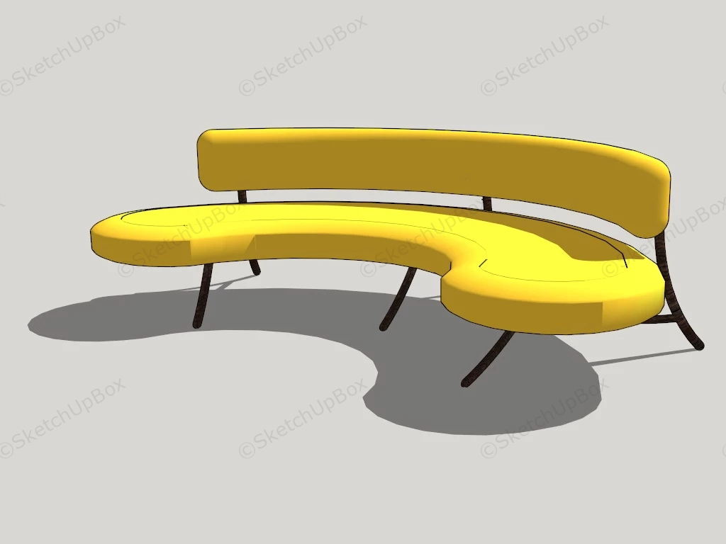 Yellow Curved Sofa sketchup model preview - SketchupBox