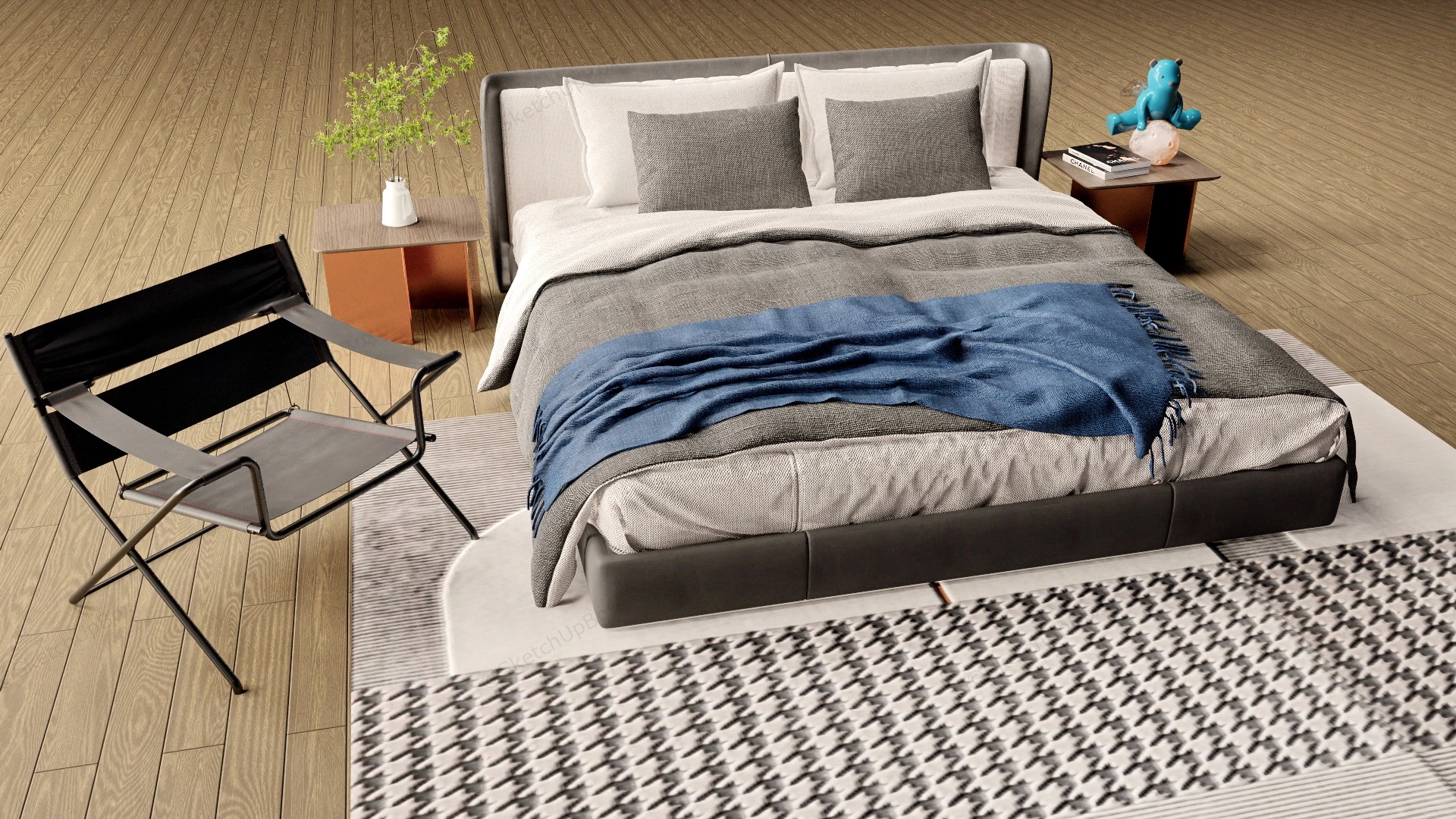 Modern Platform Bed Set sketchup model preview - SketchupBox