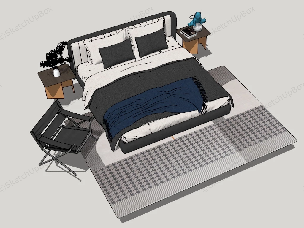 Modern Platform Bed Set sketchup model preview - SketchupBox