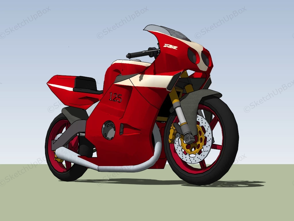 Red Honda CBR sketchup model preview - SketchupBox