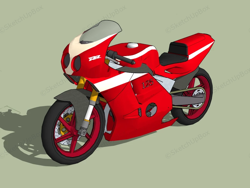 Red Honda CBR sketchup model preview - SketchupBox