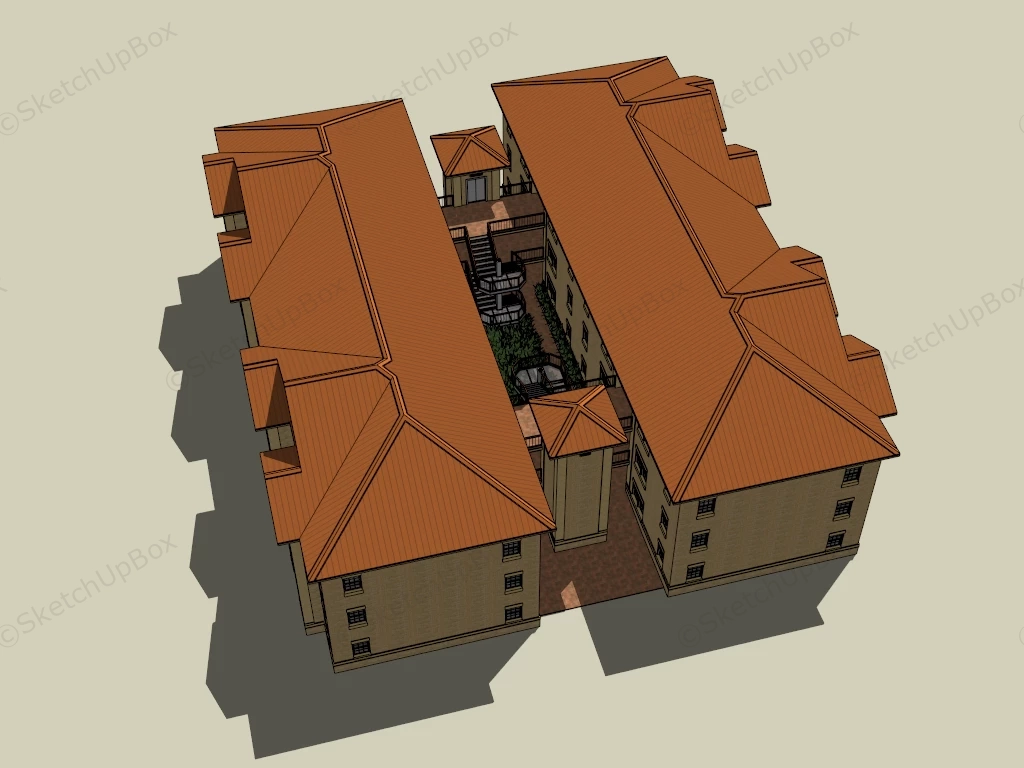 Old Town Apartment Buildings sketchup model preview - SketchupBox