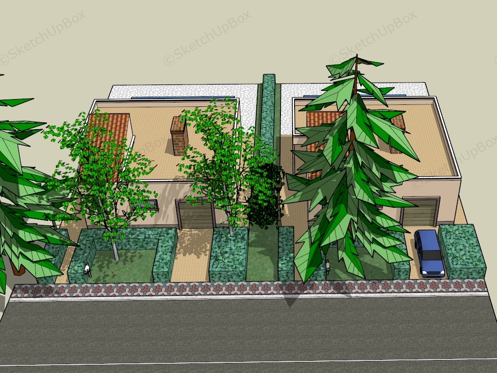 Old Town House With Pool sketchup model preview - SketchupBox