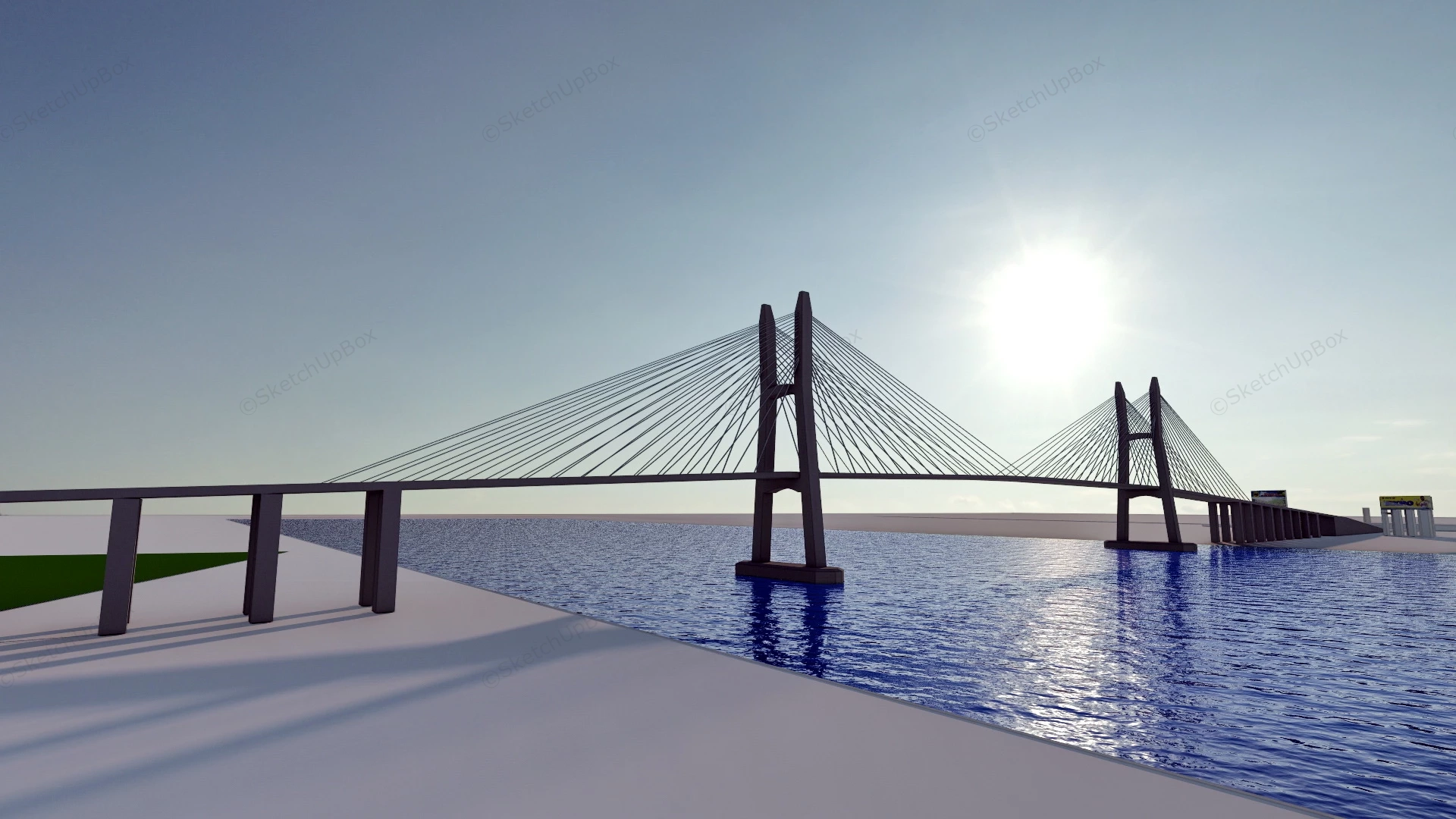 Cable Stayed Bridge sketchup model preview - SketchupBox