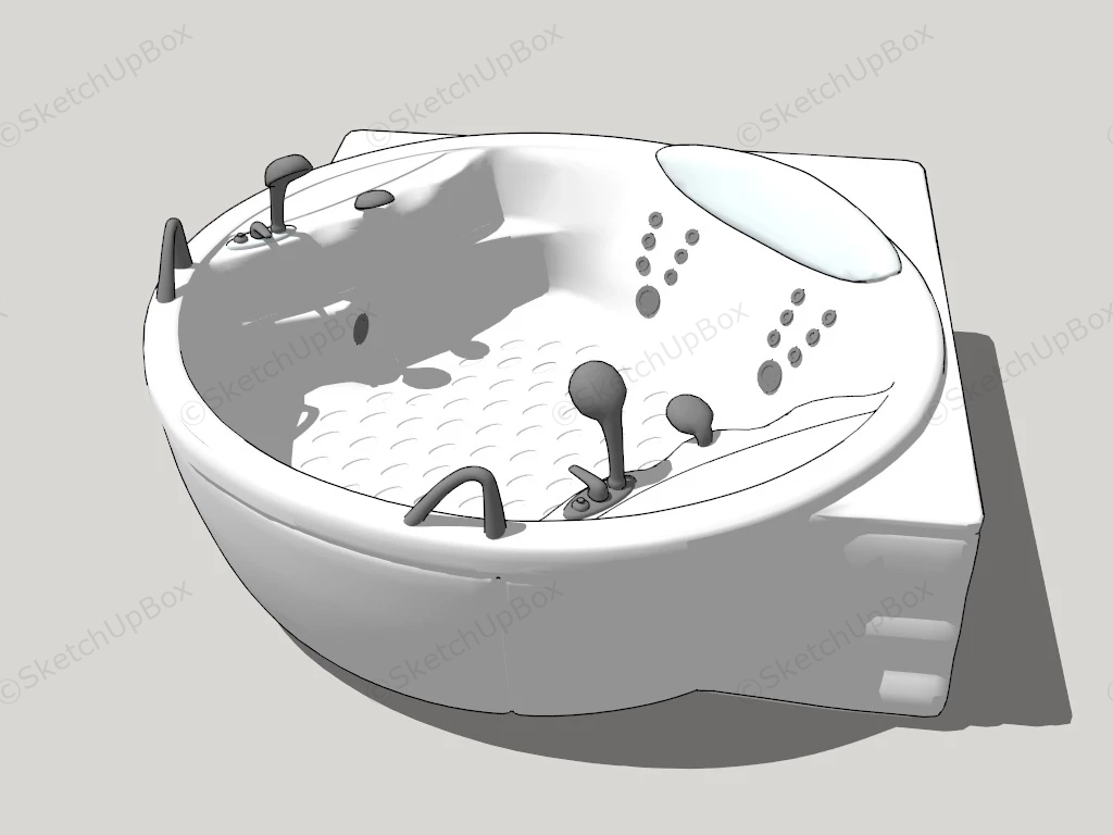 Corner Jacuzzi Bathtub sketchup model preview - SketchupBox