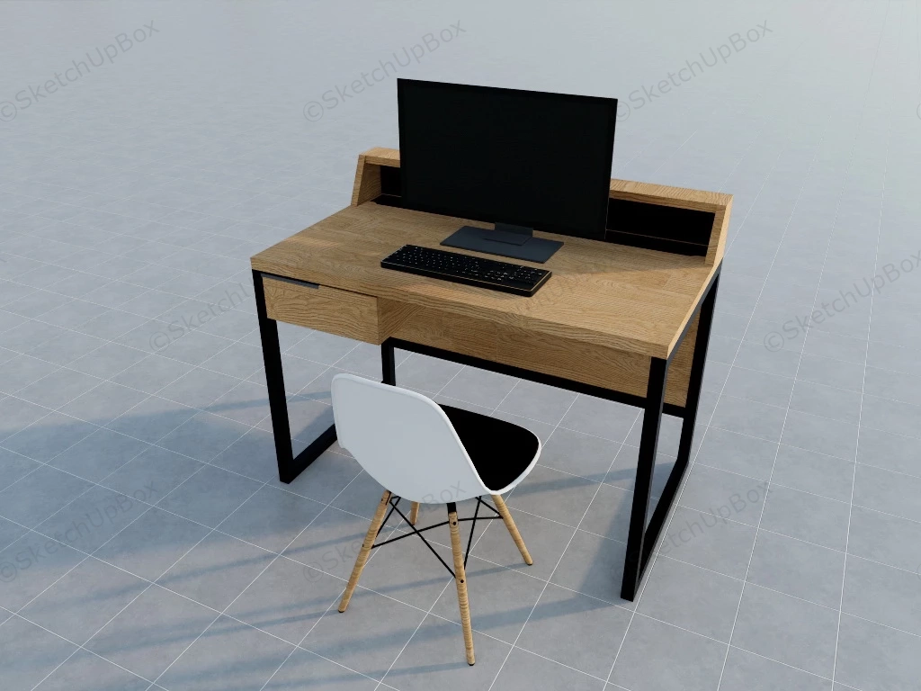 Rustic Computer Desk Set sketchup model preview - SketchupBox