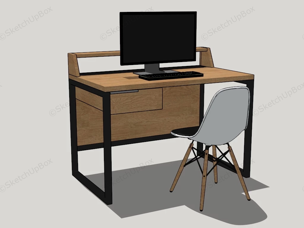 Rustic Computer Desk Set sketchup model preview - SketchupBox