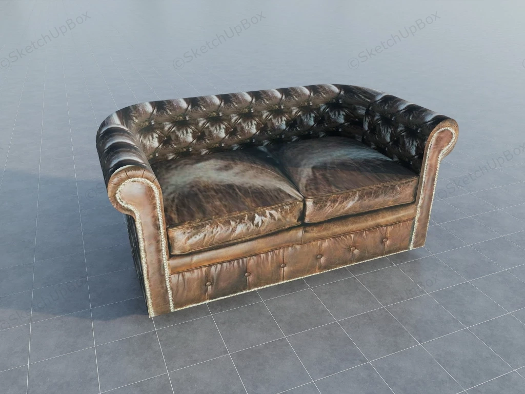 Vintage Leather Loveseat sketchup model preview - SketchupBox