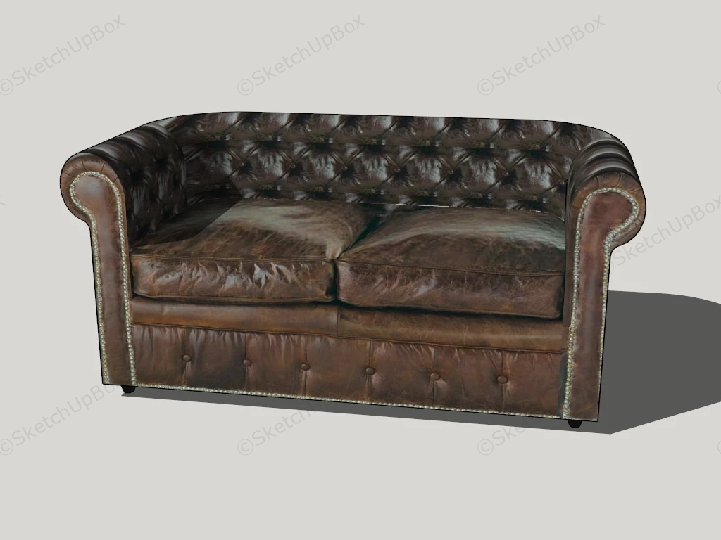 Vintage Leather Loveseat sketchup model preview - SketchupBox