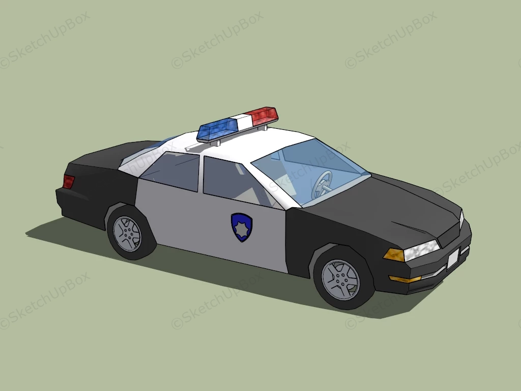 Black And White Police Car sketchup model preview - SketchupBox