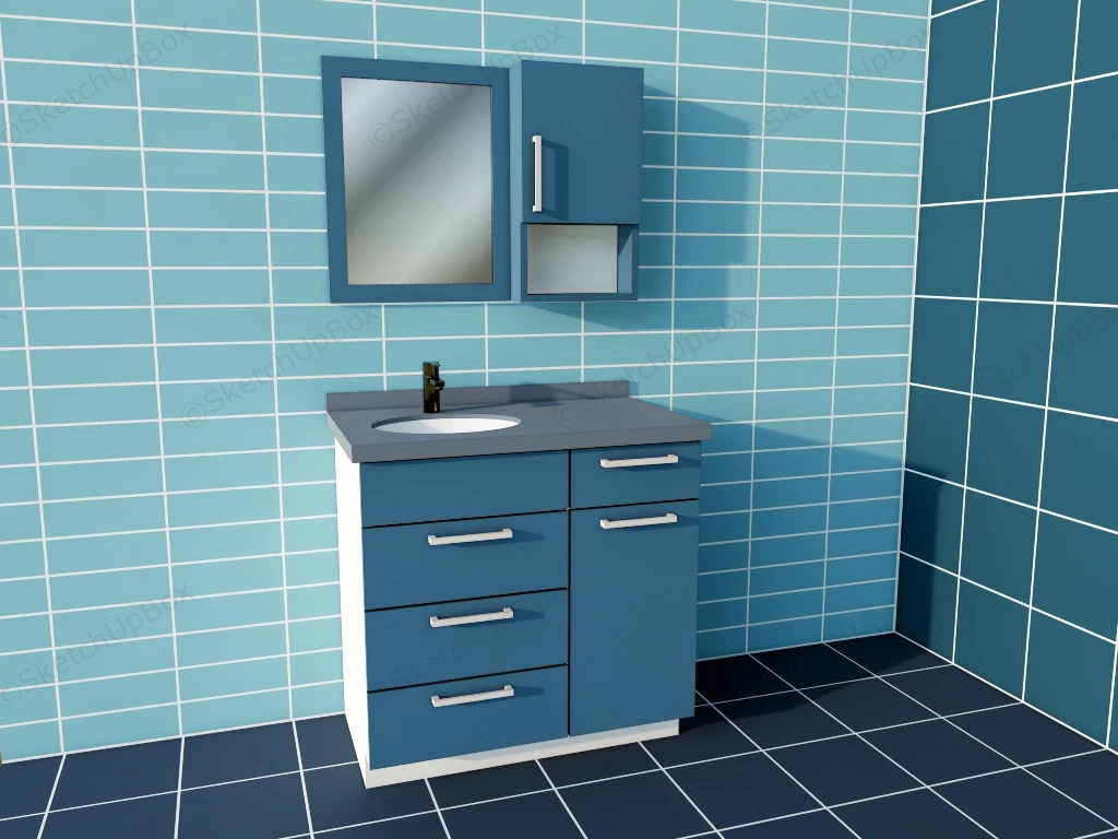 Blue Bathroom Vanity Cabinet sketchup model preview - SketchupBox