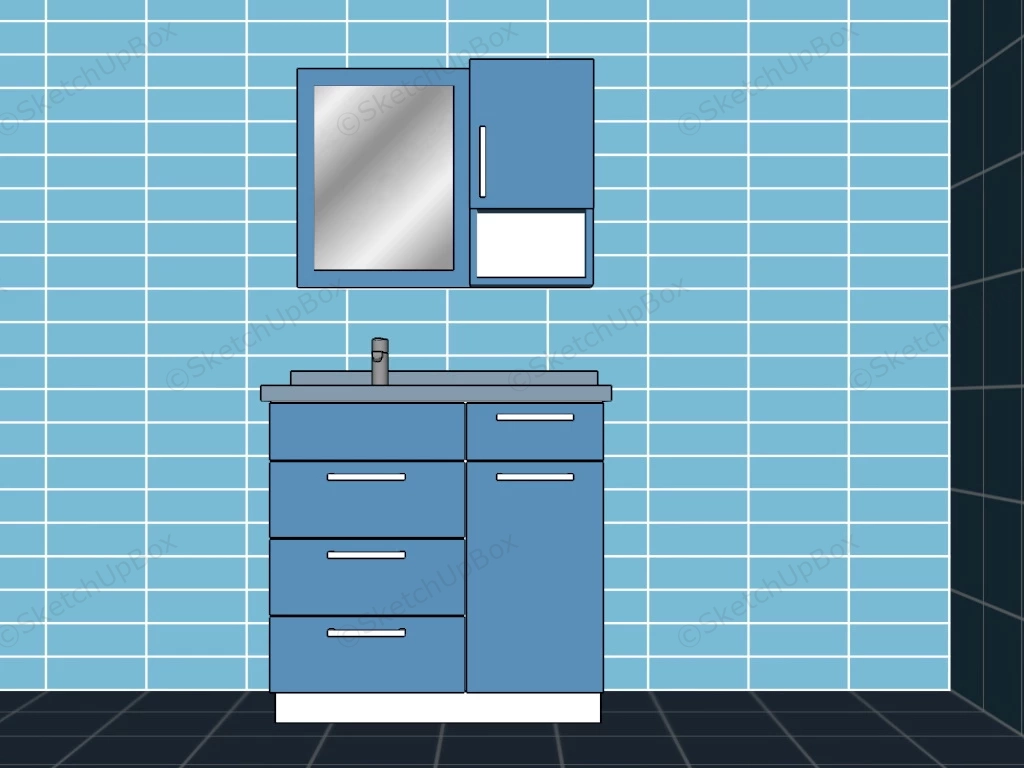 Blue Bathroom Vanity Cabinet sketchup model preview - SketchupBox