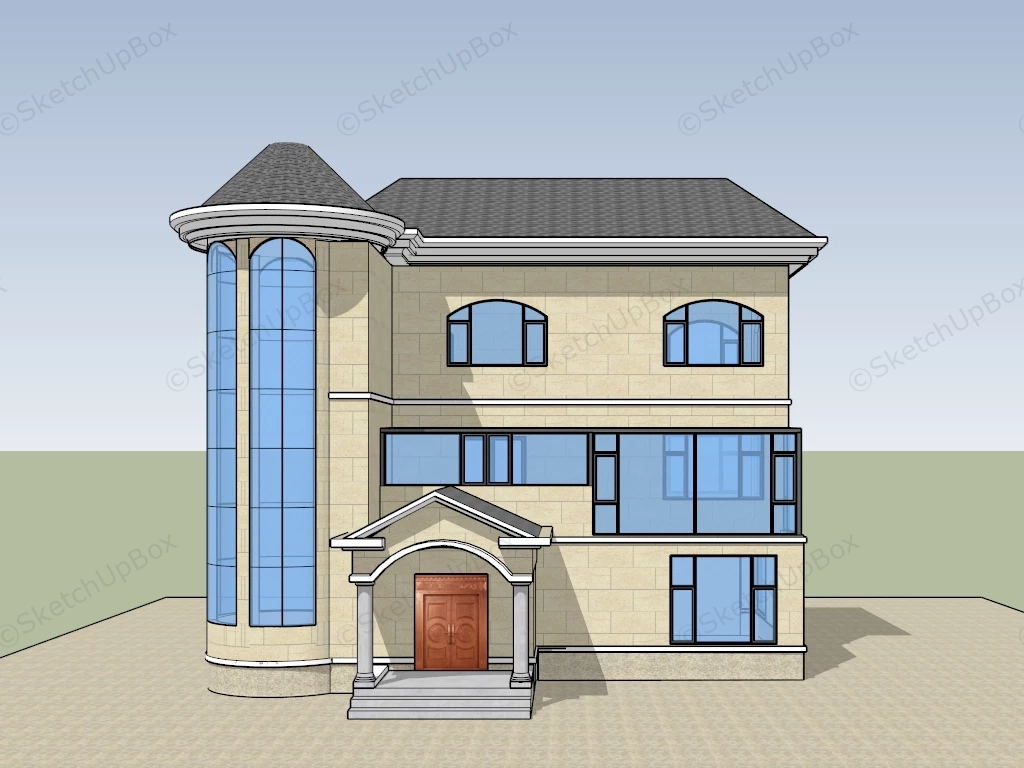 3 Story Country House sketchup model preview - SketchupBox