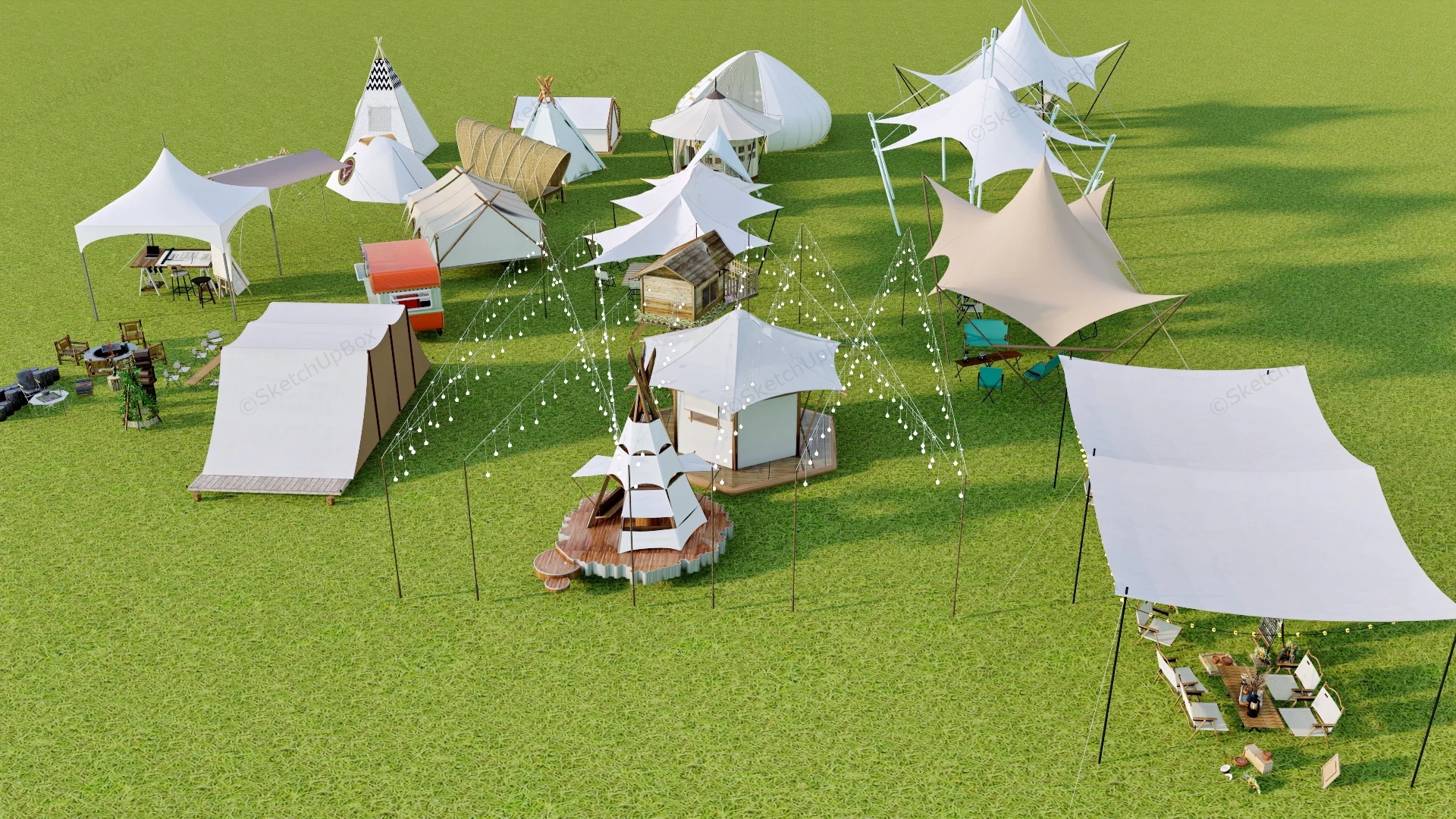 Camping Tents And Equipment sketchup model preview - SketchupBox